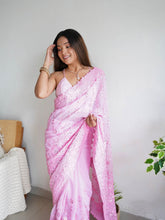 Supreme Georgette  Sequence Worked Pink Saree